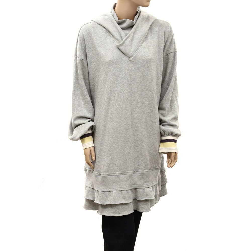 Anthropologie Daily Practice Hooded Tiered Ruffle Sweatshirt Dress XL 289837 - Picture 5 of 11